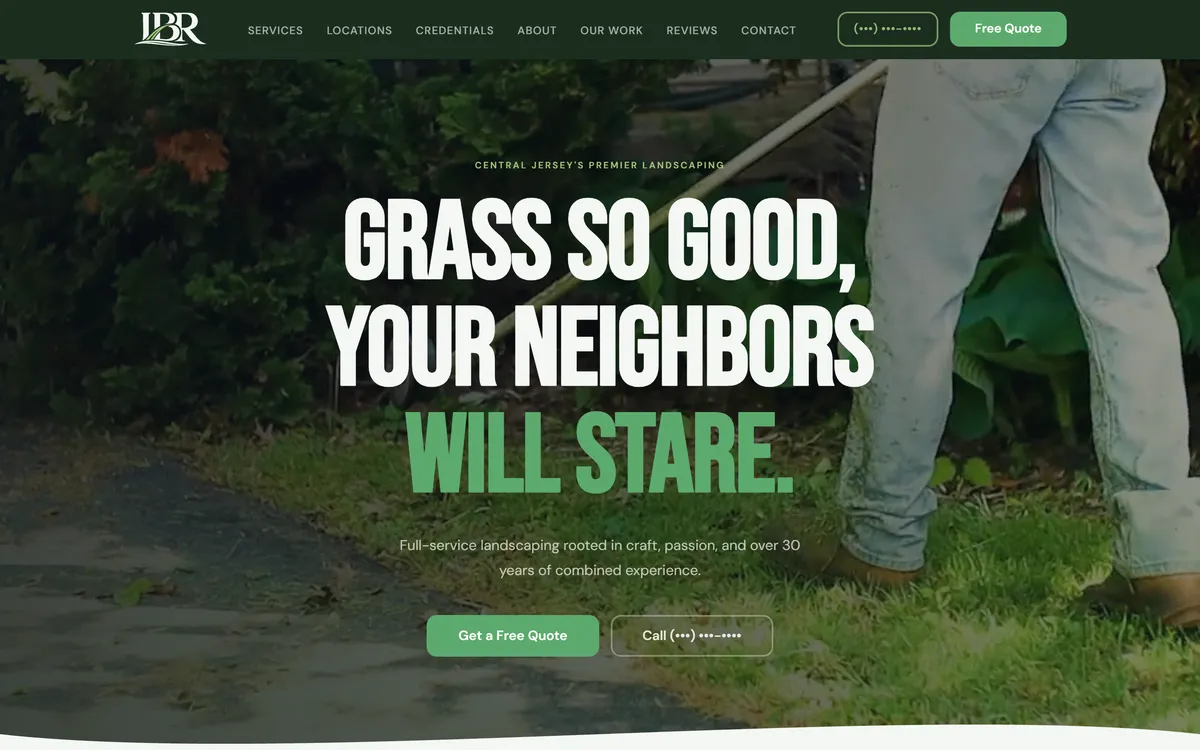 The Lawns By Rainey homepage, headlined Grass so good, your neighbors will stare